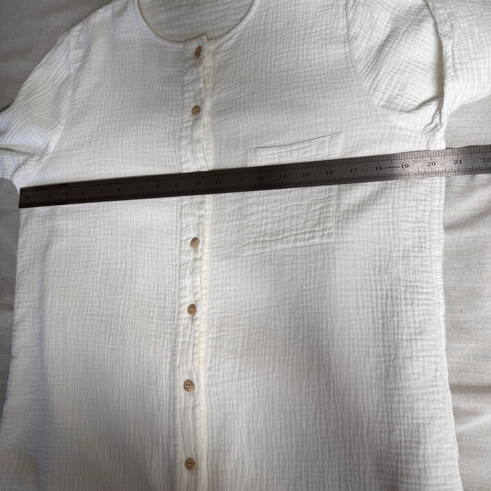 Sister Katie White Organic Cotton Gauze Button Down Tunic Top Size M Staple - Picture 8 of 10